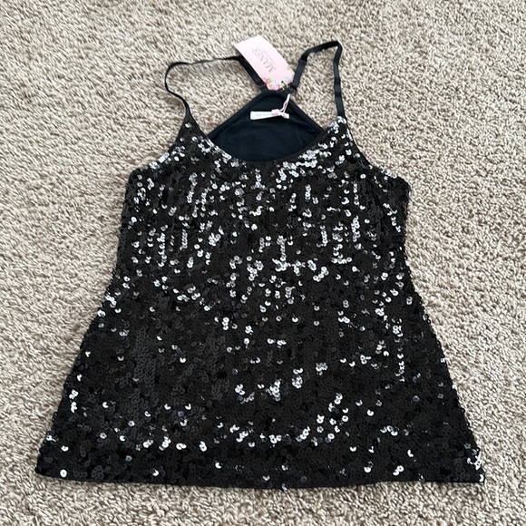 Tops - Black sequin party top new small